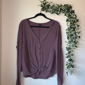 Wild Fable Purple Waffle Knit Button Down Shirt